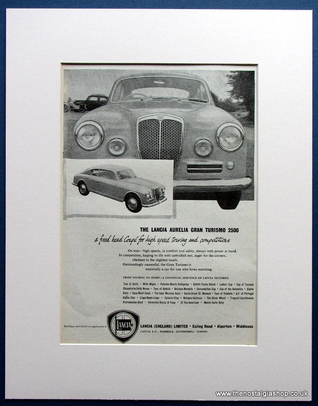 Lancia Aurelia Gran  Turismo 2500 1954 Original Advert (ref AD1678)