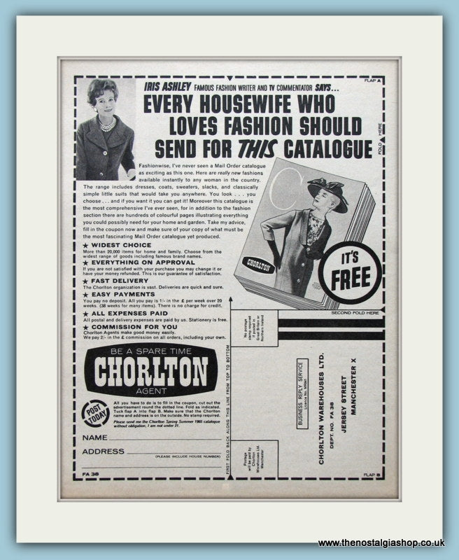 Chorlton Catalogue Iris Ashley Original Advert 1965 (ref AD4566)