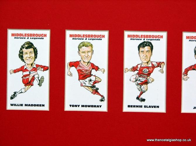 Middlesbrough Heroes and Legends. Mounted Football Card Set.