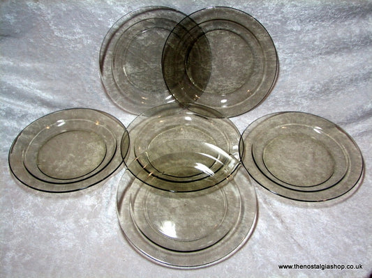 Arcoroc Set of 6 Glass Plates, medium size. (ref nos040)