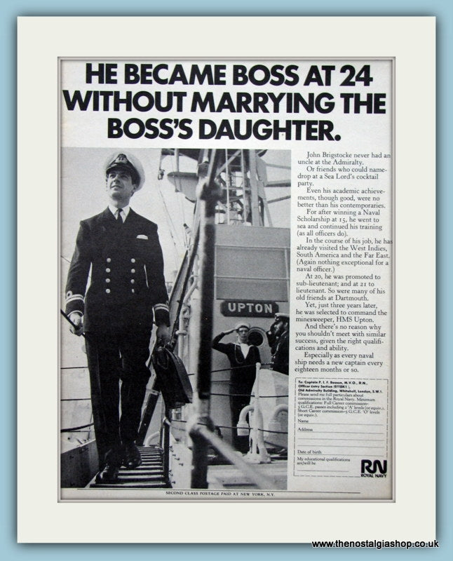 Royal Navy Boss at 24. Original Advert 1971 (ref AD6072)