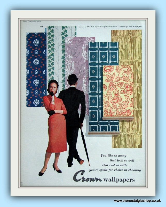 Crown Wallpapers. Original Advert 1956 (ref AD8054)