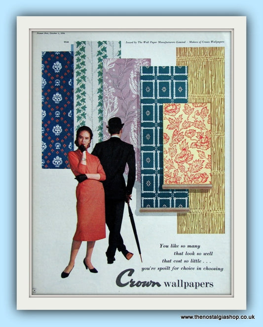 Crown Wallpapers. Original Advert 1956 (ref AD8054)