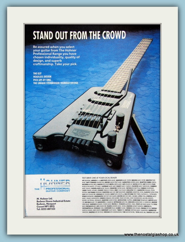 Hohner Guitars. Original Advert 1991 (ref AD2687)