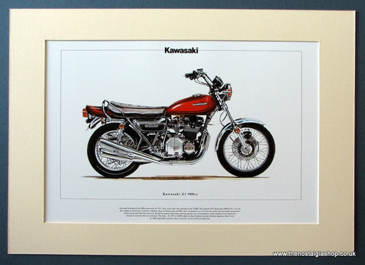 Kawasaki ZI 900cc Mounted Motorcycle Print (ref PR3039)
