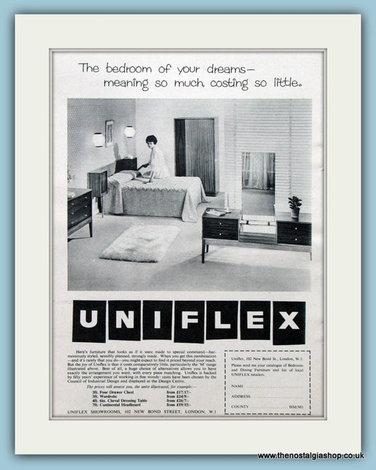 Uniflex Bedroom Furniture. Original Advert 1959 (ref AD2412)