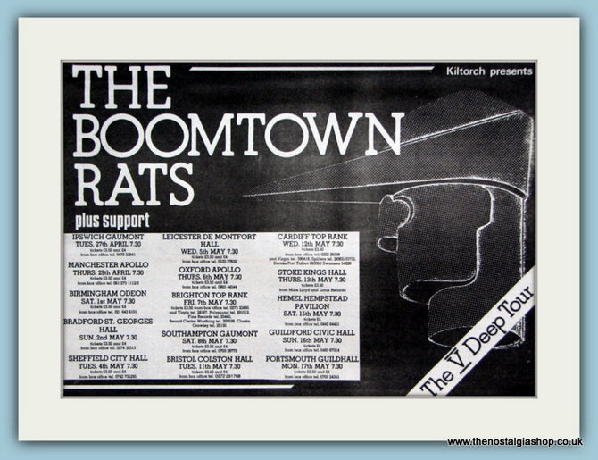 Boomtown Rats V Deep Tour Original Advert 1982 (ref AD2092)