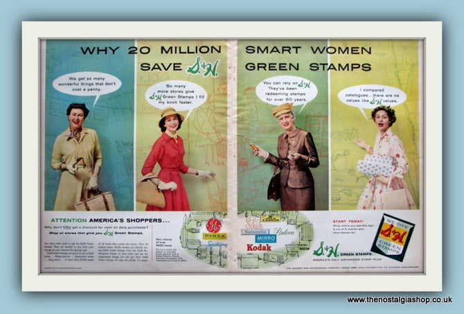 S & H Green Stamps. Original Advert 1956 (ref AD8150)