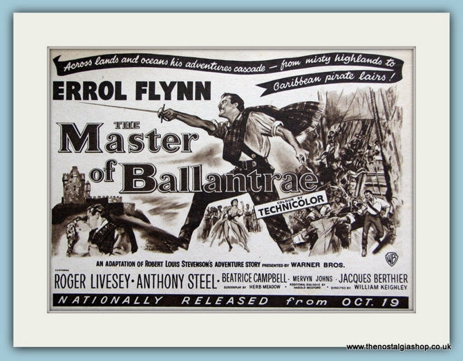 The Master Of Ballantrae starring Errol Flynn. 1953 Original Advert (ref AD3205)
