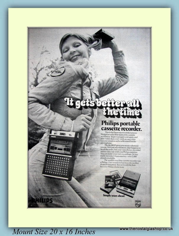 Philips Cassette Recorder EL3302P Original Advert 1973 (ref AD9146)