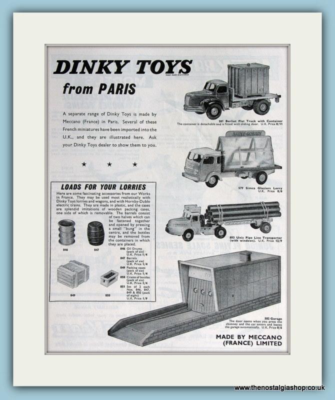 Dinky Toys from Paris. 2 x Original Adverts 1962 (ref AD2825)