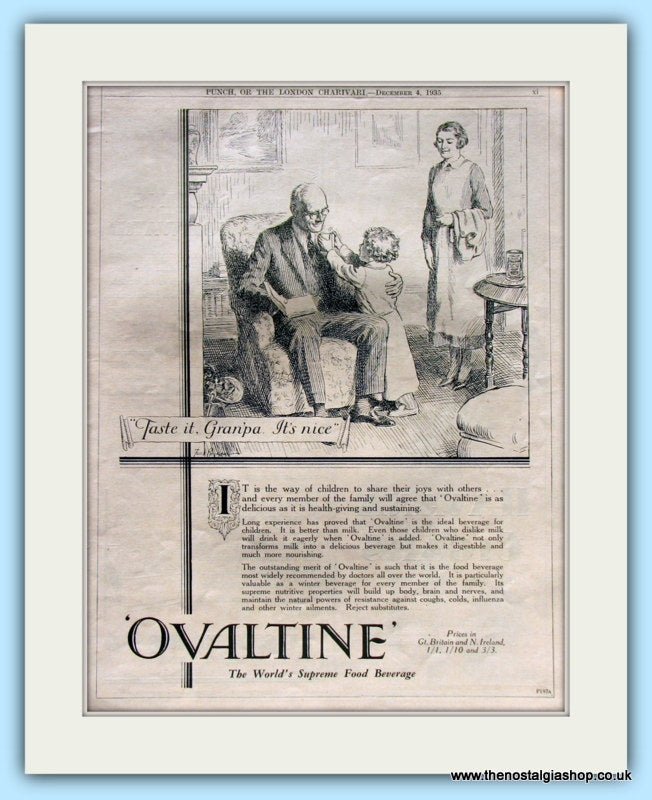 Ovaltine, Grandpa. Original Advert 1935 (ref AD4884)