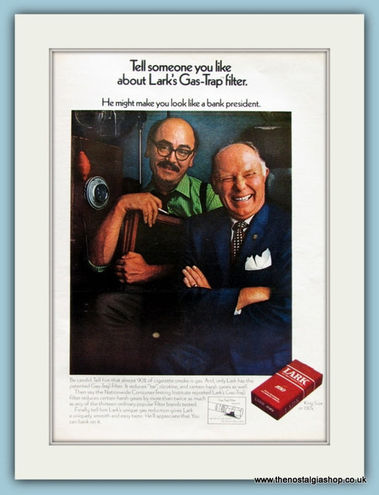 Lark Gas-Trap Filter Cigarettes. Original Advert 1970 (ref AD8293)