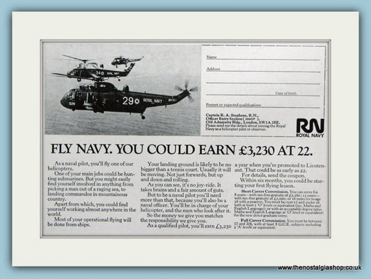 Royal Navy Helicopters. Set of 2 Original Adverts 1970's (ref AD6059)