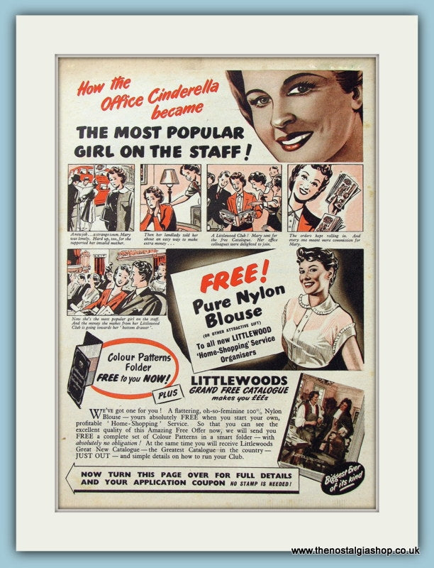 Littlewoods Catalogue Free Blouse Original Advert 1954 (ref AD4357)