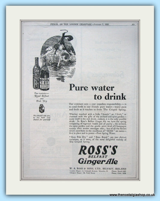 Ross's Dry Ginger Ale From Belfast Set Of 3 Original Adverts 1925 & 1915 (ref AD4946)