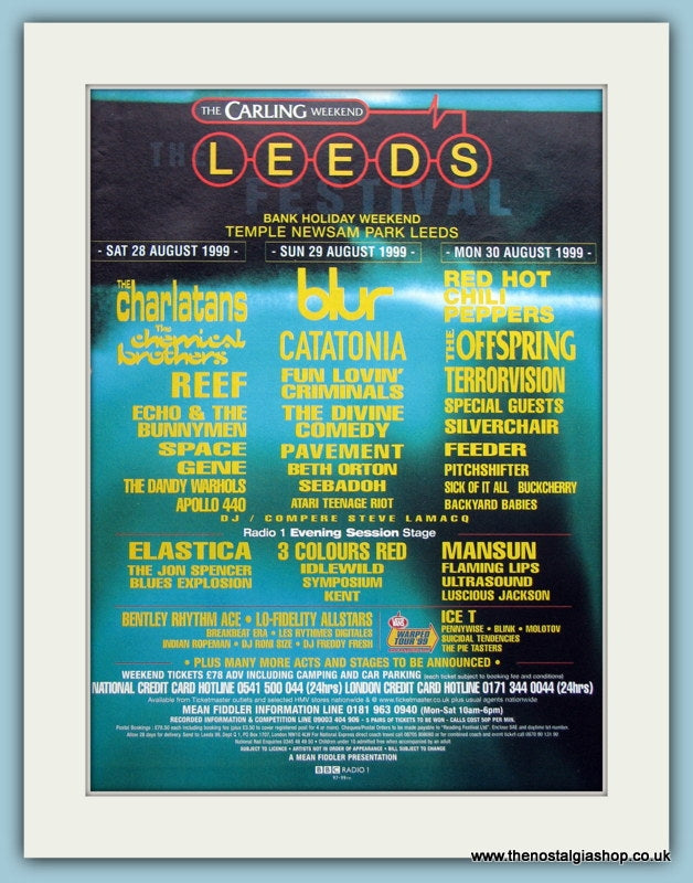 Carling Weekend Festival Advert Temple Newsam Park Leeds 1999 (ref AD3383)