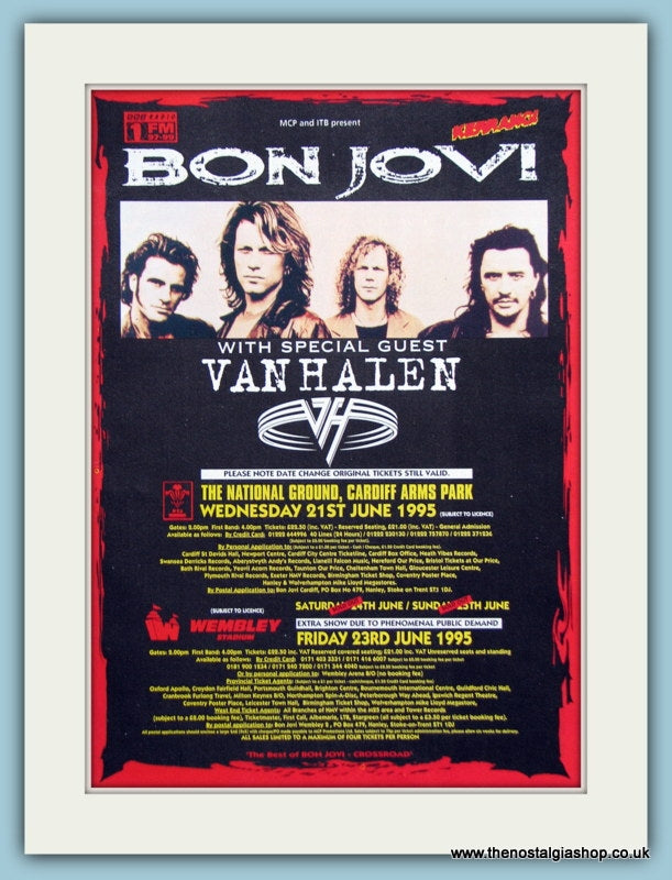 Bon Jovi with Van Halen 1995 Tour, Original Advert (ref AD3278)