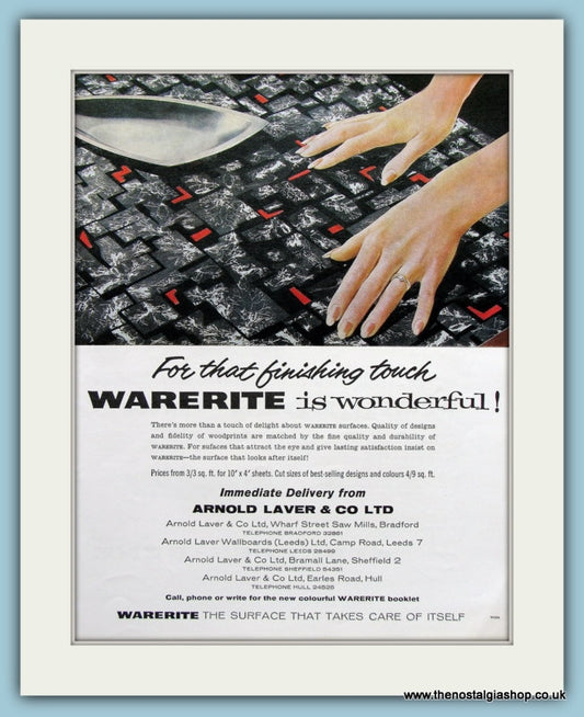 Warerite Surfaces Original Advert 1964 (ref AD3703)