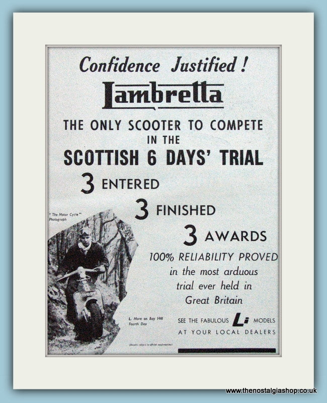 Lambretta Scottish Trials, 1959 Original Advert (ref AD4093)