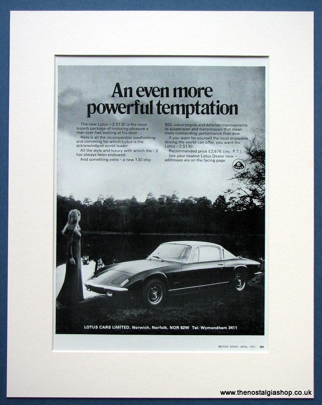 Lotus + 2 S130 1971 Original Advert (ref AD1660)