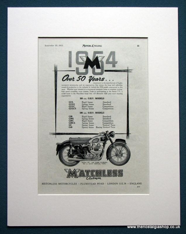 Matchless Clubman, Set of 2 Original adverts 1953 (ref AD1258)