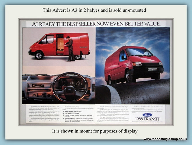 Ford Transit 1988. Large Original Advert. (ref AD2988)