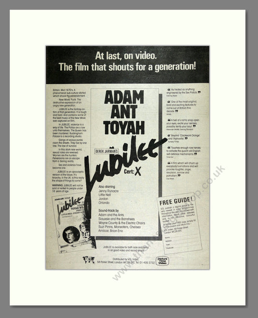 Adam Ant and Toyah - Jubilee. Vintage Advert 1982 (ref AD16006)
