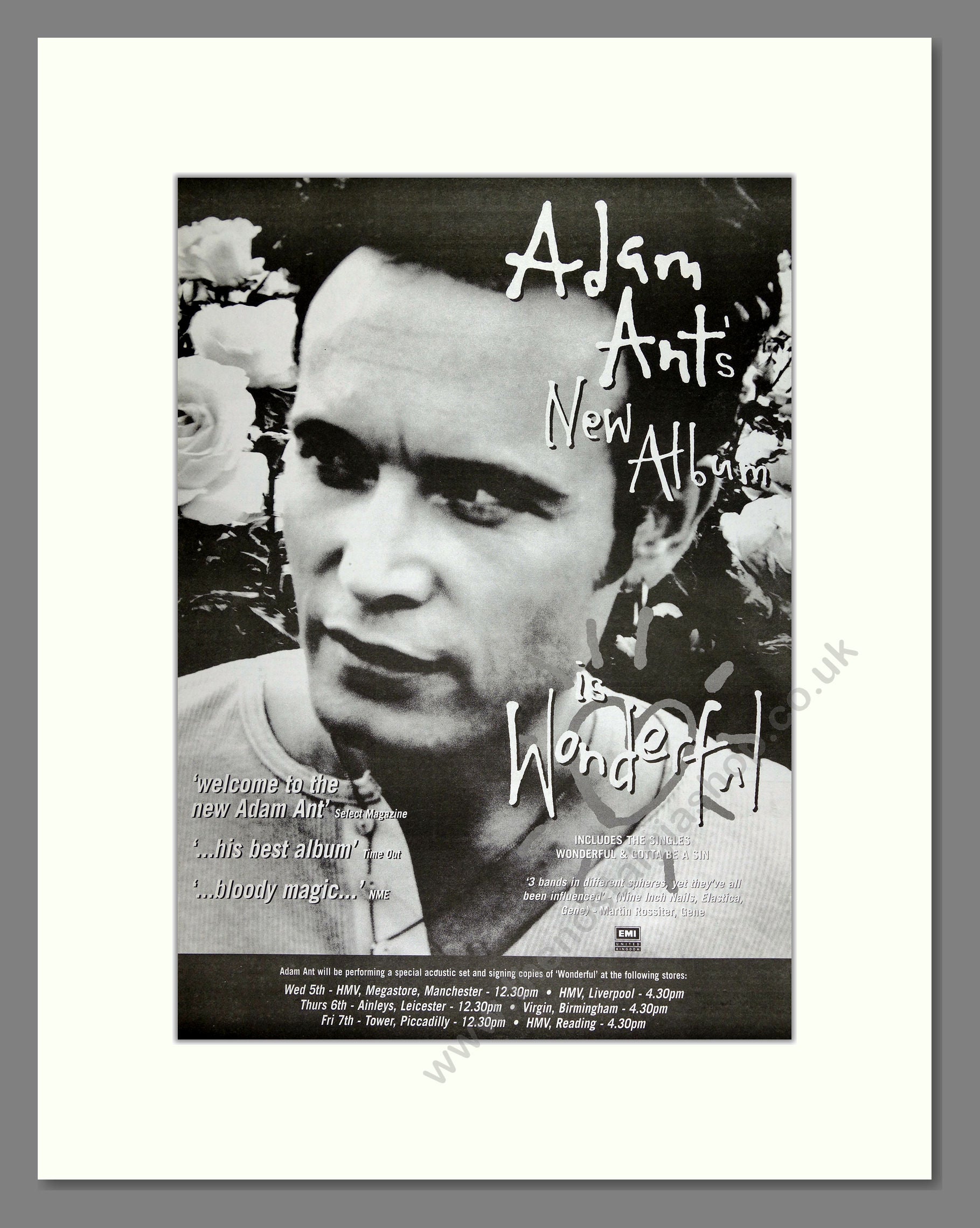 Adam Ant - Wonderful. Vintage Advert 1995 (ref AD16007)