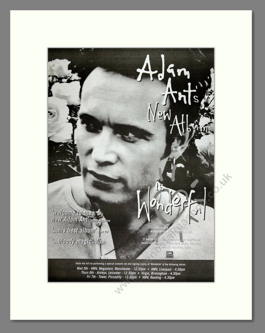 Adam Ant - Wonderful. Vintage Advert 1995 (ref AD16007)