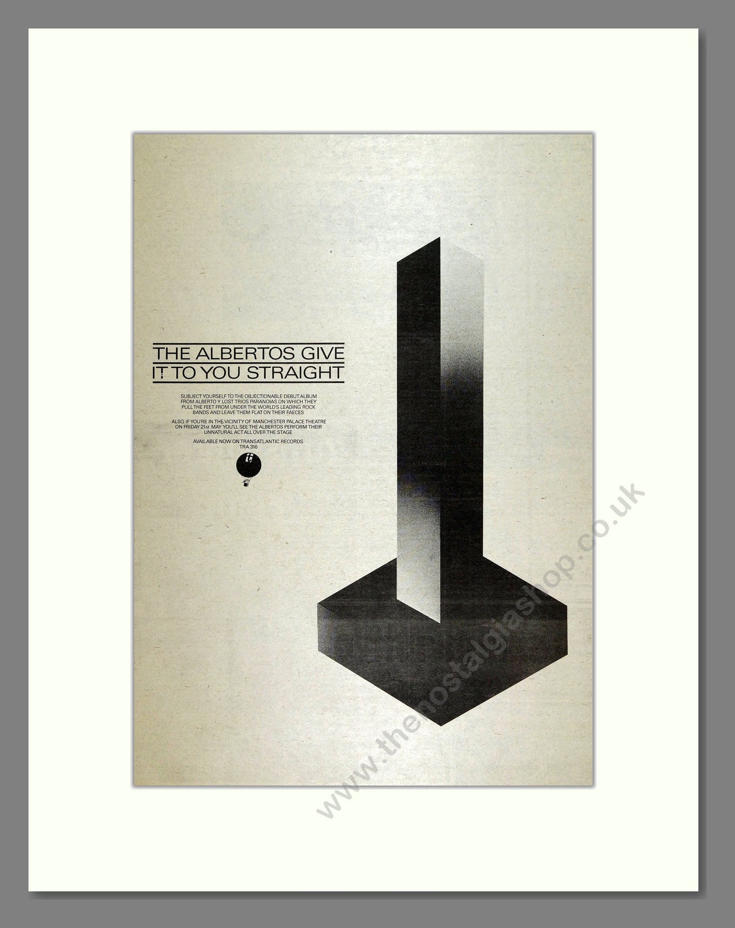 Alberto Y Lost Trios Paranoias - Debut Album. Vintage Advert 1976 (ref AD16008)