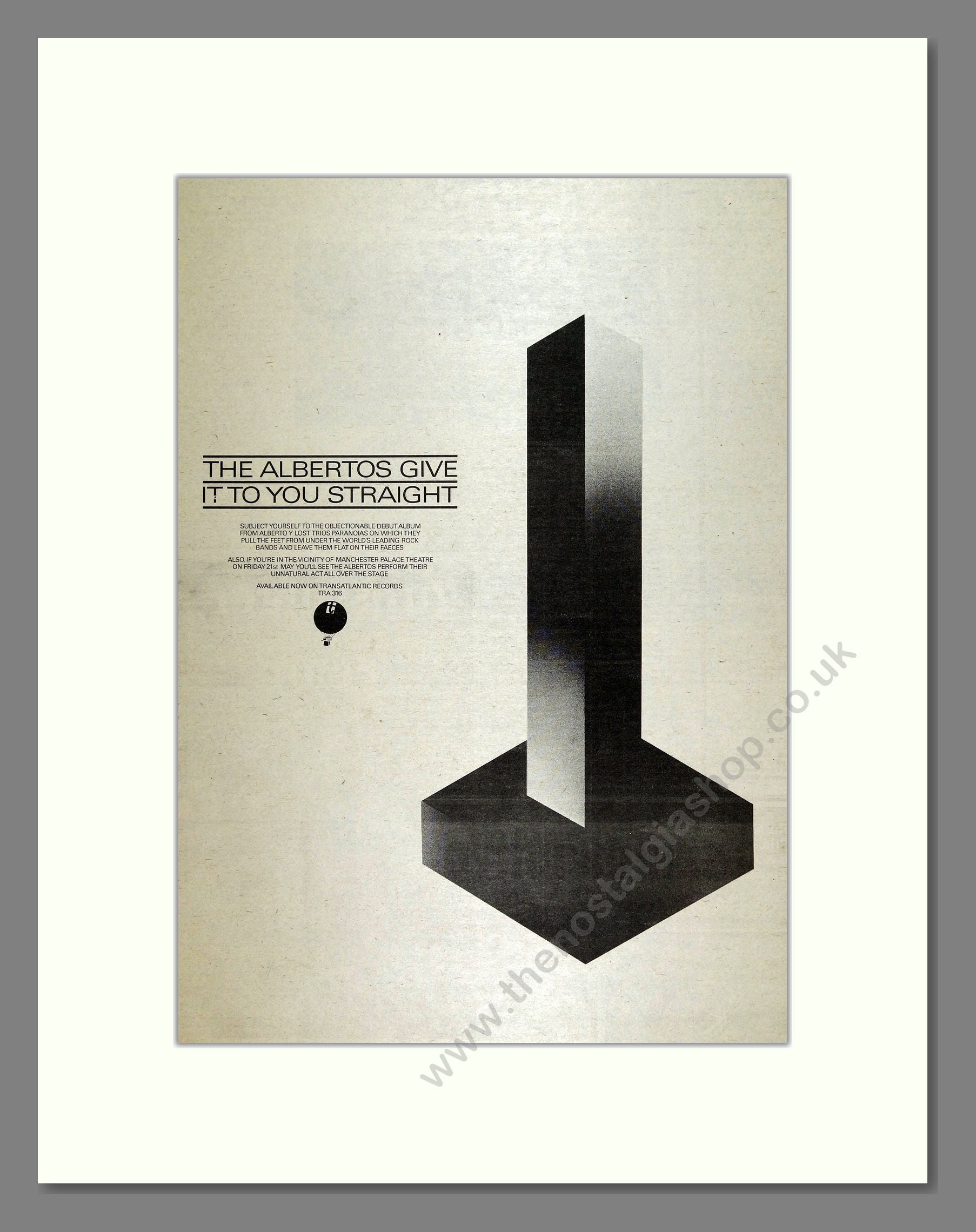 Alberto Y Lost Trios Paranoias - Debut Album. Vintage Advert 1976 (ref AD16008)