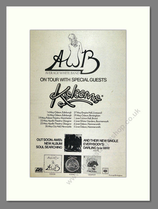 Average White Band, Kokomo - In Concert. Vintage Advert 1976 (ref AD16012)