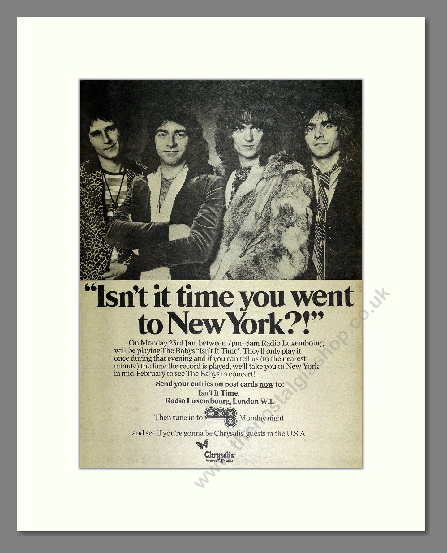 Babies (The) - Radio Luxembourg. Vintage Advert 1978 (ref AD16149)