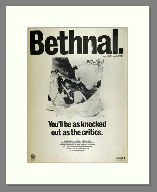 Bethnal - Crash Landing. Vintage Advert 1978 (ref AD16154)