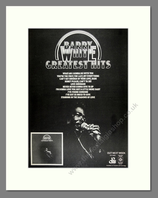 Barry White - Greatest Hits. Vintage Advert 1975 (ref AD16174)