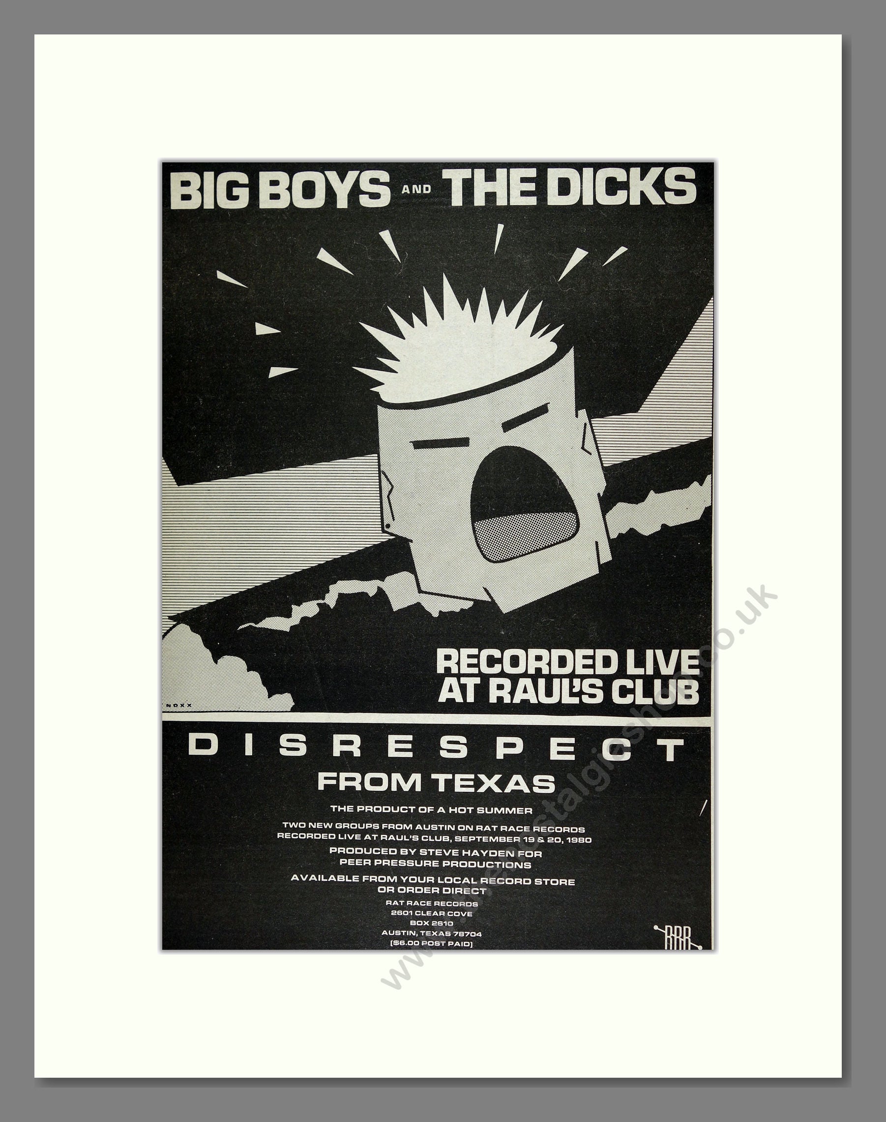 Big Boys and The Dicks - Live at Raul's Club. Vintage Advert 1981 (ref AD16183)