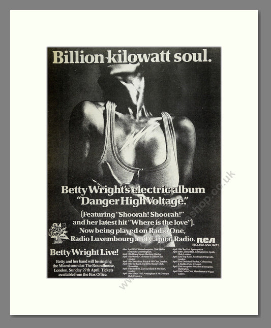 Betty Wright - Danger High Voltage. Vintage Advert 1975 (ref AD16188)