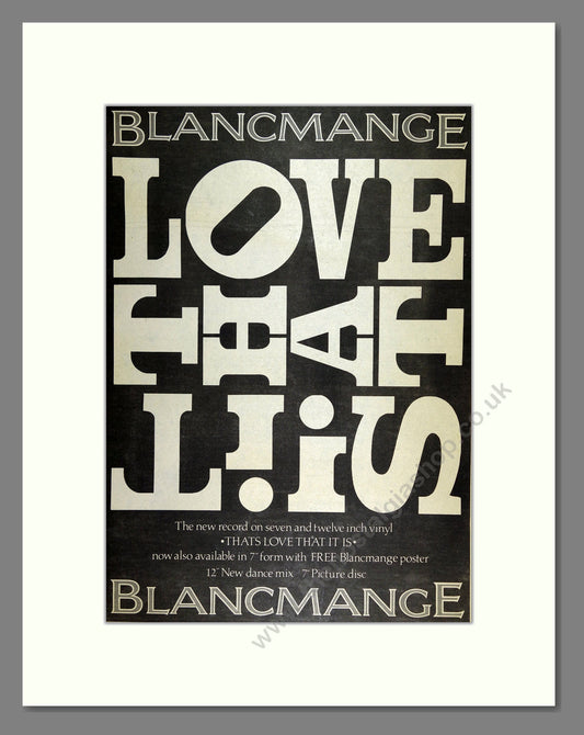 Blancmange - Love That It Is. Vintage Advert 1983 (ref AD16208)