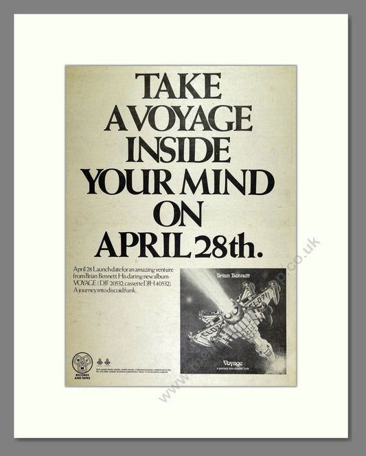 Brian Bennett - Voyage. Vintage Advert 1978 (ref AD16238)