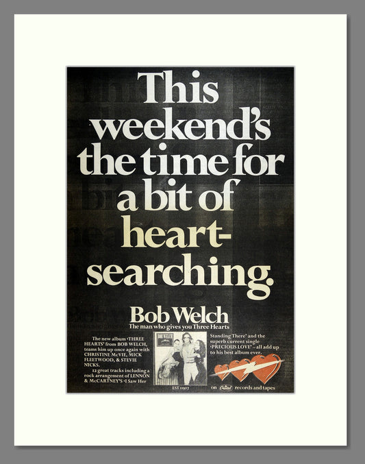 Bob Welch - Three Hearts. Vintage Advert 1979 (ref AD16240)