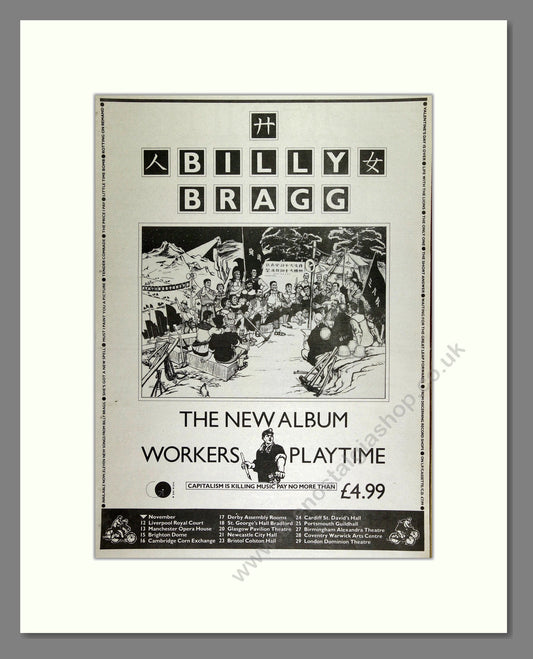 Billy Bragg - Workers Playtime. Vintage Advert 1988 (ref AD16264)