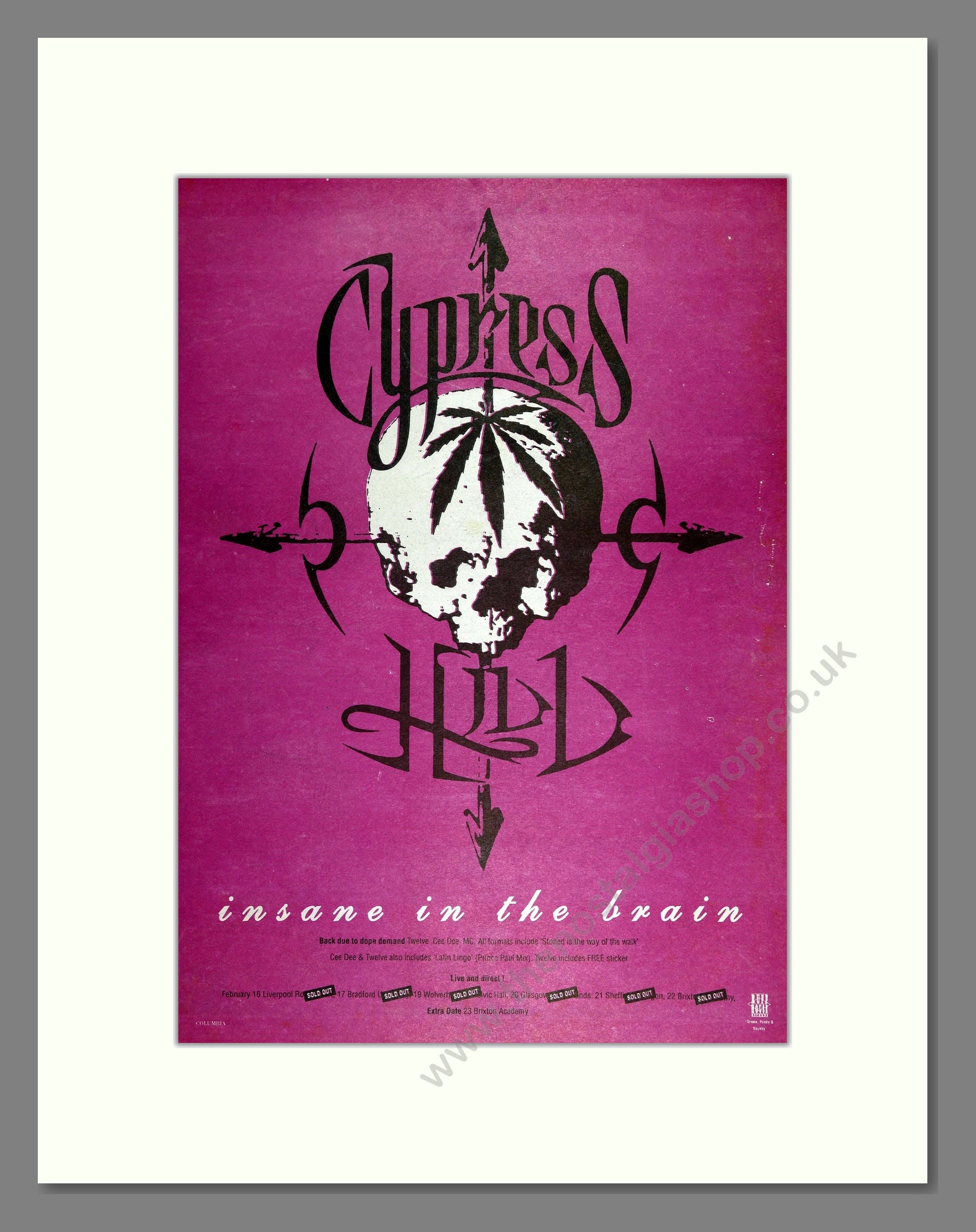 Cypress Hill - Insane in the Brain. Vintage Advert 1994 (ref AD16298)