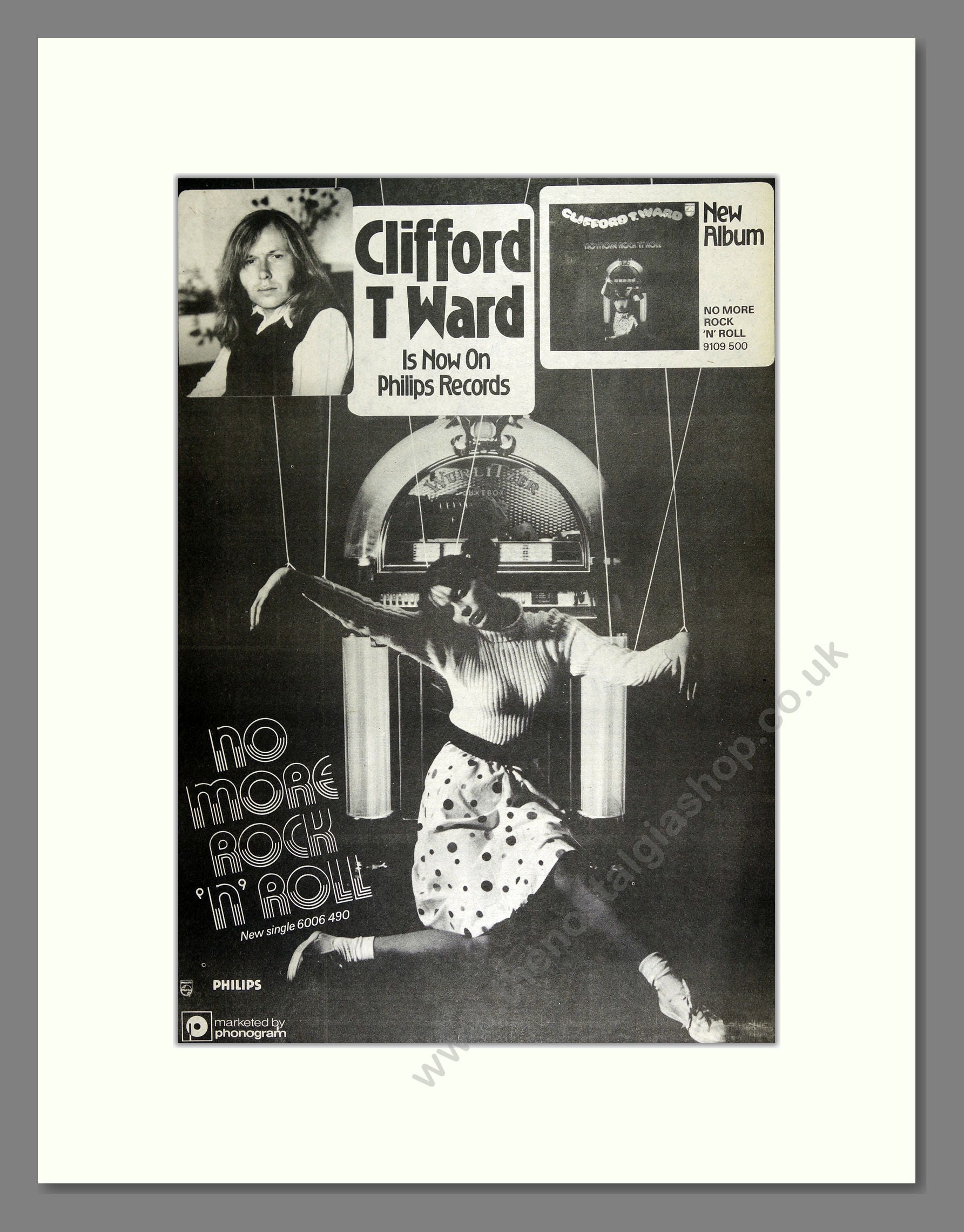 Clifford T Ward - No More Rock n Roll. Vintage Advert 1975 (ref AD16304)