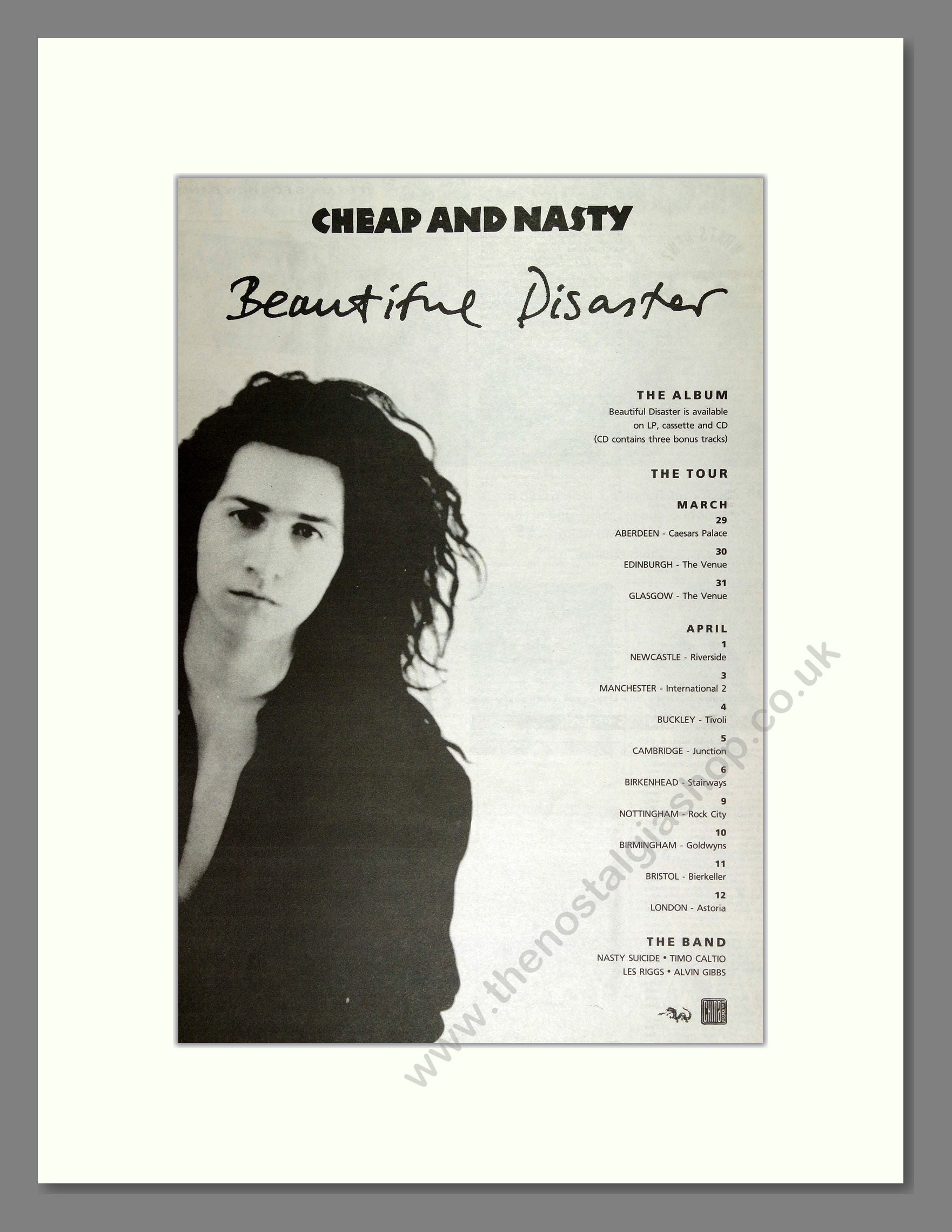 Cheap and Nasty - Beautiful Disaster. Vintage Advert 1991 (ref AD16309)
