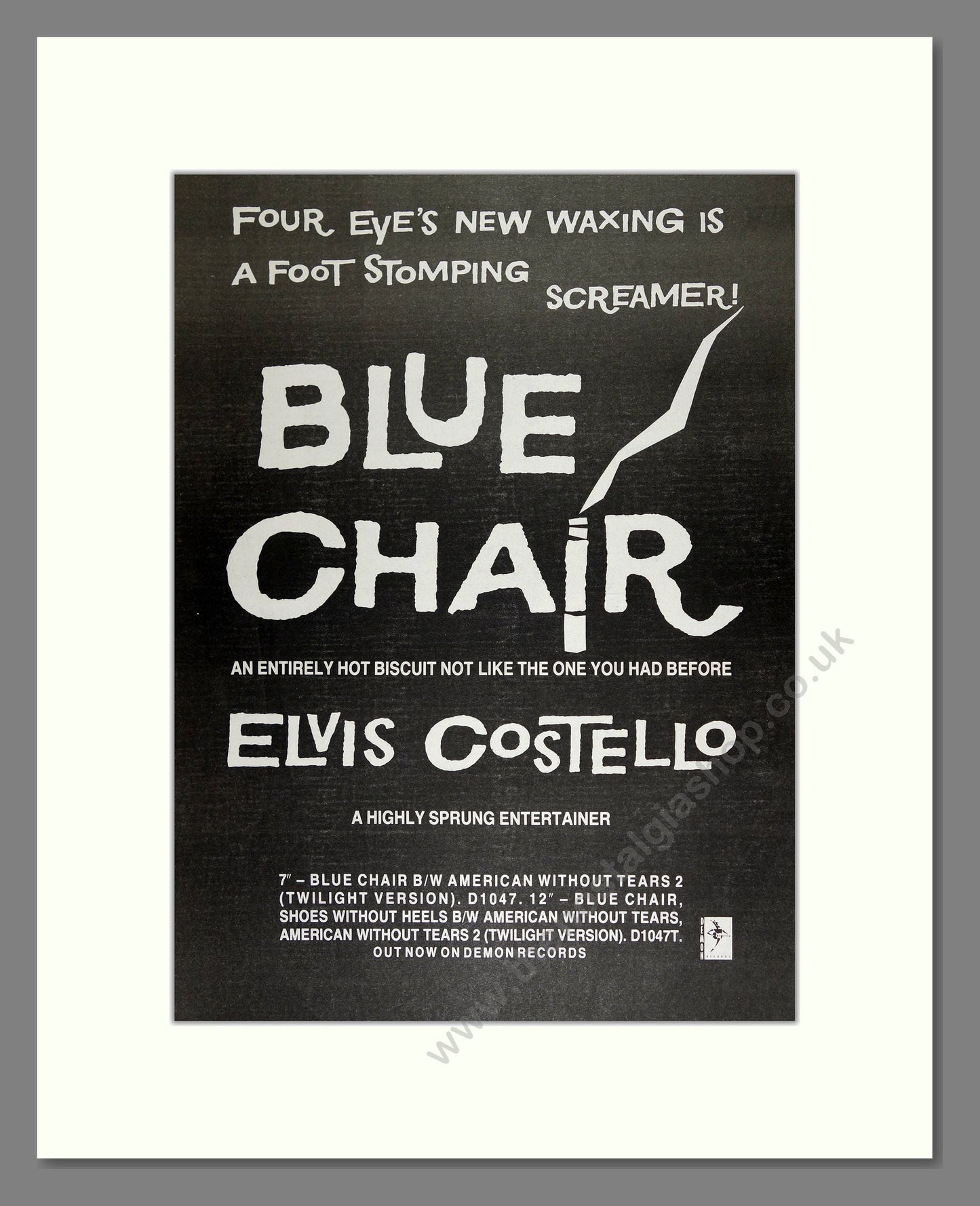 Elvis Costello - Blue Chair. Vintage Advert 1987 (ref AD16325)