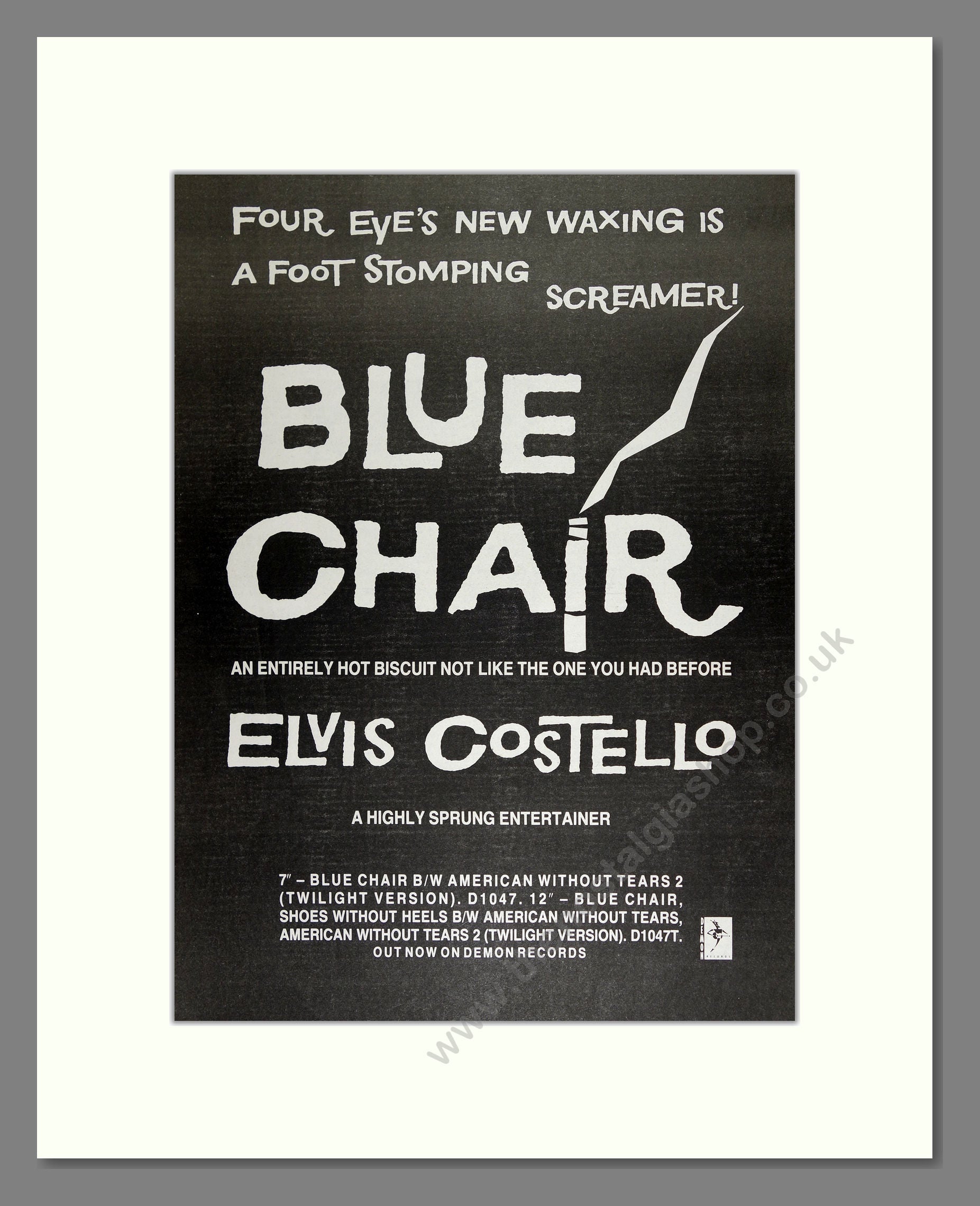 Elvis Costello - Blue Chair. Vintage Advert 1987 (ref AD16325)