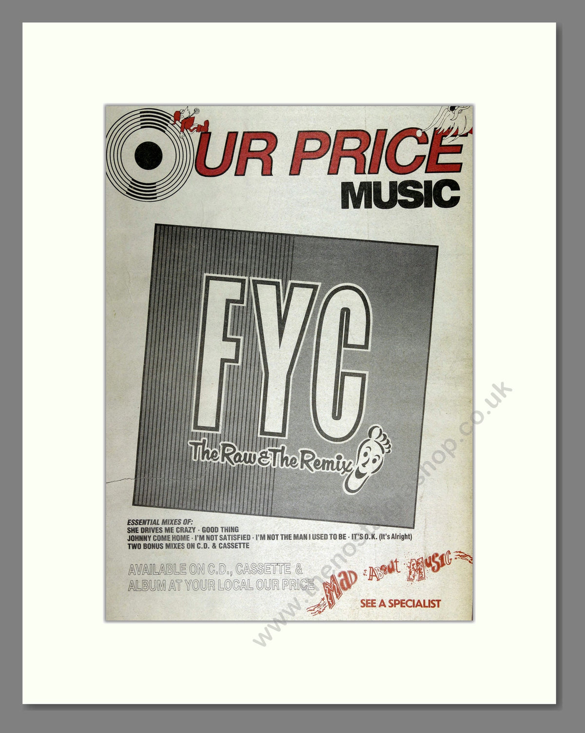Fine Young Cannibals (FYC) - The Raw and The Remix. Vintage Advert 