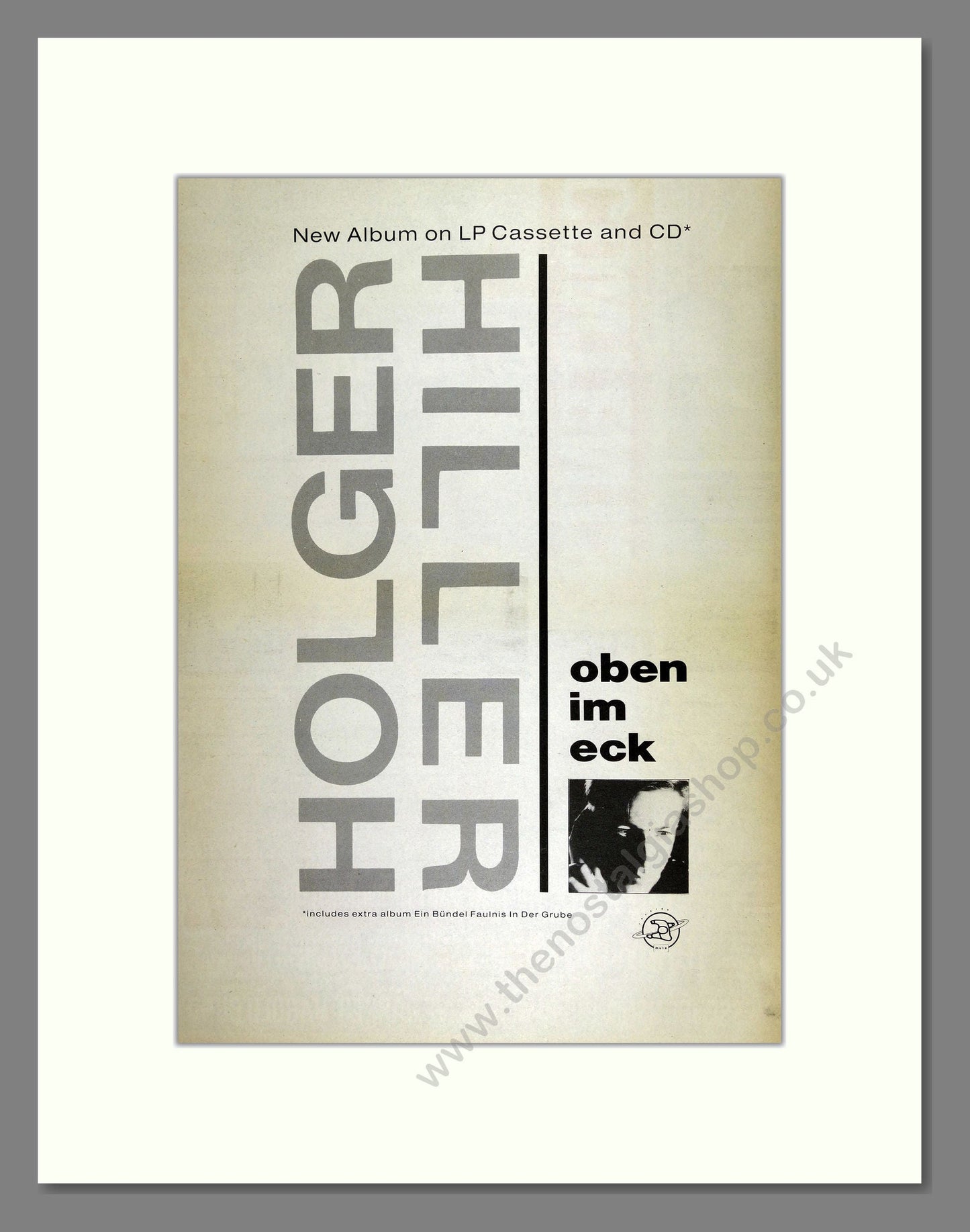 Holger Hiller - Oben Im Eck. Vintage Advert 1986 (ref AD16432)