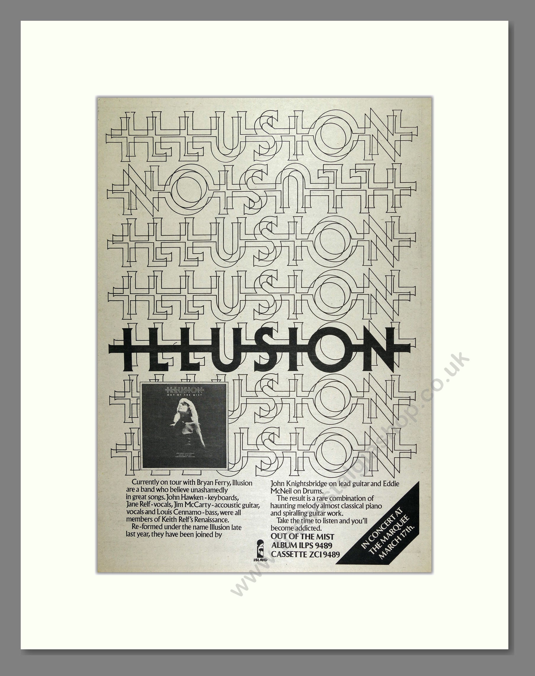 Illusion - Out of the Mist. Vintage Advert 1977 (ref AD16441)